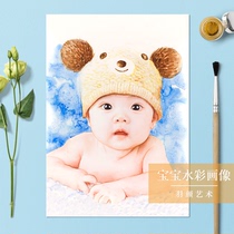 Yu Yan baby portrait baby portrait painting childrens head portrait real person Photo turn hand-painted custom birthday gift