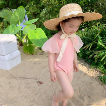 Girl swimsuit 2021 summer new little girl swimsuit baby lace one-piece swimsuit childrens clothing tide