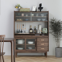 North American black walnut wood sideboard Nordic luxury multi-functional storage glass sliding door restaurant small house lockers
