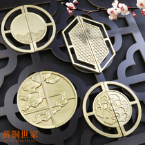 Brass handle new Chinese style Xiangyun pull head hardware solid wardrobe TV cabinet door porch open brass family