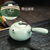 Ru kiln tea set teapot single pot open slice bowl small Ru porcelain simple household ceramic Kung Fu Tea Teapot breinner