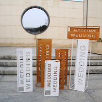 2021 new wedding flower stand wrought iron props wedding gold white geometric box road guide letter decoration arch
