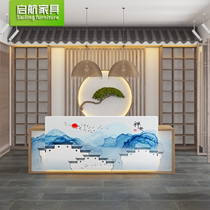 Chinese style cashier Caier Hall Bar New Chinese Health Club Sales Department Front desk Hotel reception counter