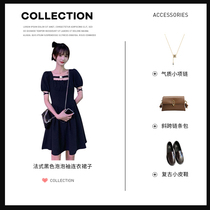 2022 Summer new big code Womens dress Fat mm French Black Bubble Cuff dress Conspicuic High Level Sensation