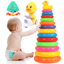 Childrens baby puzzle rainbow tower stacked music colorful stacked high loop ring layered early education stacked Cup toys