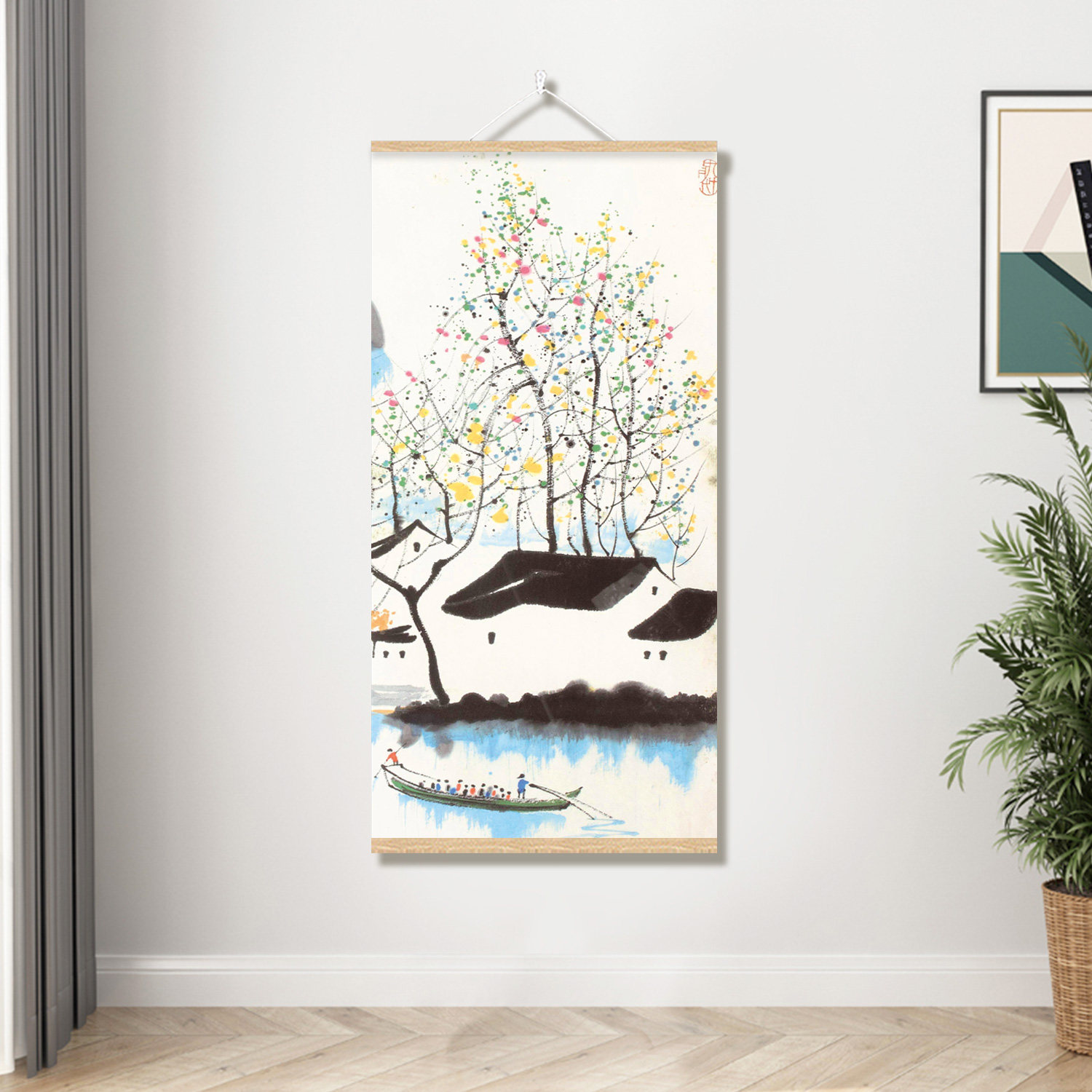 吴冠中 山水画 江南風景 掛軸 横幅 水墨画 中国美術 風景画 壁掛け 和室装飾 吴冠中江南挂画-吴冠中江南挂画促销价格、吴冠中江南挂画品牌- 淘宝