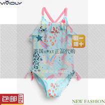 Spot N * X female baby one-piece swimsuit 2021 summer blue Unicorn childrens hot spring swimsuit(March-12 years old)