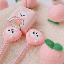 New Apple 12 cute peach bear data cable protective cover for 20W Quick Charge Plug 11p headset Winder