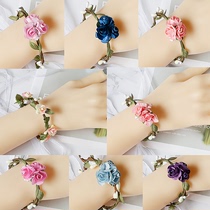 Mori wrist flower hipster flower bridesmaid sisters hand flower children dance table performance wedding beautiful bracelet