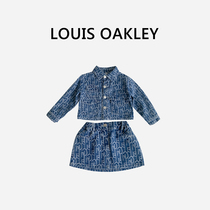 Childrens suit LOUIS OAKLEY girl Autumn dress small child girl full printed open shirt skirt two-piece set
