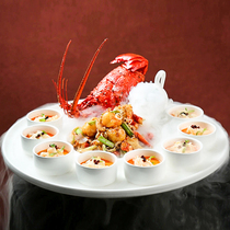 Special hotel banquet box with large ceramic dragon dry ice artistic conception dish lobster platter