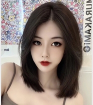 Wig female long hair real hair fluffy natural bobo head lace modification round face real hair clavicle hair wig set