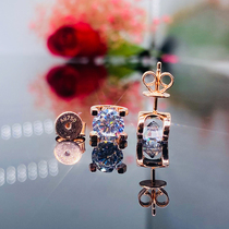 18k gold Mozambique Diamond shaper earrings 1 karat male sterling silver simple cold wind female niche design temperament-music of the tide