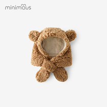 Baby hat scarf integrated baby imitation cashmere ear protection autumn and winter thickened warm cute super cute scarf