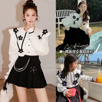 Girl Spring Summer Dress New Parent-child Dress Korean Version Henna Womens Dress Doll Blouse Blouse Blouse Shirt With Half Body Skirt