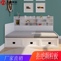 Childrens bed Tatami bed Storage rack storage single bed ins bookshelf bed High box board combination small apartment 1 2