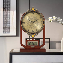 New Chinese clock office study desktop clock Chinese style living room decoration classical wood ornaments retro clock
