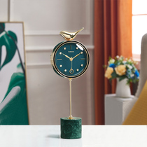 Light luxury marble clock modern simple silent clock home living room leather decoration sitting clock personality quartz clock