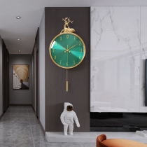 Light luxury brass wall clock home living room swing clock creative fashion metal silent watch Wall personality quartz clock