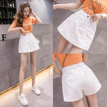  White jeans skirt womens summer 2021 new fashion high waist chic pocket all-match hot pants thin a-line shorts