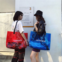 Transparent Jelly Pack Woman Summer Pvc Large Capacity Single Shoulder Bag Waterproof Beach Bag Swimming Bag Han Edition Short Travel Bag