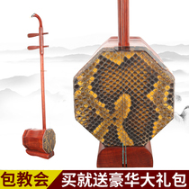 Eight-tone mahogany large-scale Hu musical instrument factory direct sales safflower pear playing alto erhu Lanqin send a full set of accessories