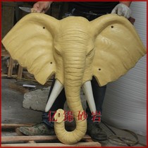 Artificial sandstone sculpture relief Indoor and outdoor garden landscape background wall decoration Water spray animal pendant Big-eared elephant