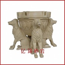 Sandstone animal sculpture sandstone European flowerpot flower pot garden landscape water landscape ornaments puppy Fountain