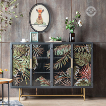 American Wrought iron entrance cabinet Industrial wind into the home dining side cabinet Carved bed and breakfast living room Painted decorative cabinet Wall cabinet