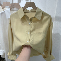 European long sleeve shirt women 2021 Autumn New Korean loose casual goose yellow shirt basic clothes