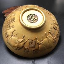 Copper Bowl Pure Bronze Ancient Play Antique Ancient Method Foundry Retro Clad Pulp Five Bull Bowls Handicraft Pendulum