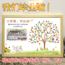 Graduation reunion Birthday 10-year-old growth gift Message book Memorial fingerprint sign-in Tree painting Creative gift signature book