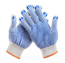  Labor insurance point plastic point beads protective non-slip gloves wear-resistant cotton yarn labor thickened moving goods gardening pull-out rice transparent