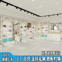 Shoe store shoe rack display shelf shopping mall live shelf for men and women childrens shoes shelf solid wood multi-layer with lamp bag holder