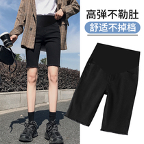 Pregnant womens belly shorts 2021 new summer thin section wear tide mother slim slim base denim five-point pants