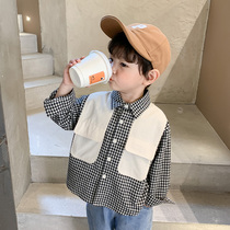 Boys plaid shirt spring and autumn handsome autumn baby shirt long-sleeved Korean version autumn childrens autumn top thin section