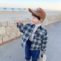 Boys shirt 2021 autumn new childrens clip cotton shirt autumn and winter baby cotton coat childrens winter dressing