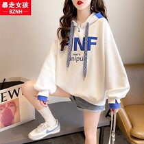 Even cap sweatshirt lady spring and autumn thin section 12 year old girl 15 junior high school student 13 girl han version loose for casual clothes
