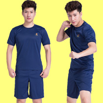 Flame blue fire physical training suit Short-sleeved physical training suit summer shorts loose T-shirt mens suit