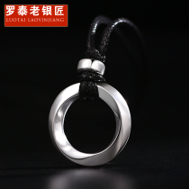 Rotai Old Silversmith 990 sterling silver Mobius ring necklace flat clasp pendant mens and womens trendy style solid can be engraved
