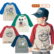  Qianqujia childrens spring and autumn cotton three-point sleeve T-shirt round neck baby thin bottoming shirt men and women children export Japanese