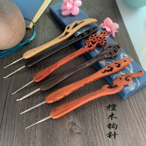  Sandalwood handle Stainless steel crochet handmade diy crochet tool set Knitted sweater shoes Wool non-slip material