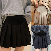  Pregnant womens skirt autumn wear fashion woolen bag hip pleated skirt tide mother autumn and winter a-line culottes skirt spring