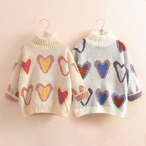 Baby High Collar Sweater 2021 Autumn Winter Dress New Girl Child Clothing Child Thickened textured sweatshirt my-1417