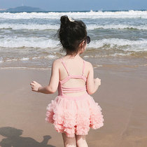 Childrens swimsuit female girl conjoined cute princess puffy skirt style resort hot spring Swimsuit Beach beach swimsuit