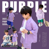 ivan home Ivan child clothing 2022 new children summer clothing T-shirt purple jacket suit boy suit two sets