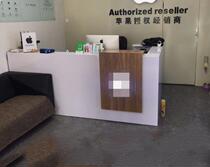 Trendy showcase cabinet extended front desk reception desk cashier business desk wooden lacquer wood grain luminous logo