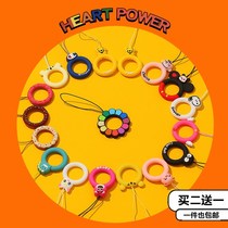 Cute cartoon silicone mobile phone lanyard short bracelet rope wristband hanging hand pendant ring buckle small hand rope ornaments