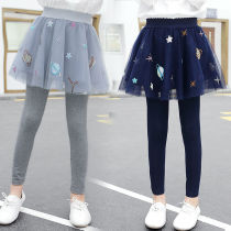 Girls fake two pants skirts spring autumn 2022 new CUHK children wearing half-body dress thickened and padded with underpants