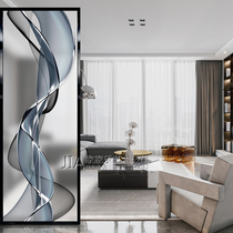 Light luxury art glass double-sided screen partition Home improvement living room entrance background wall custom frosted translucent cabinet